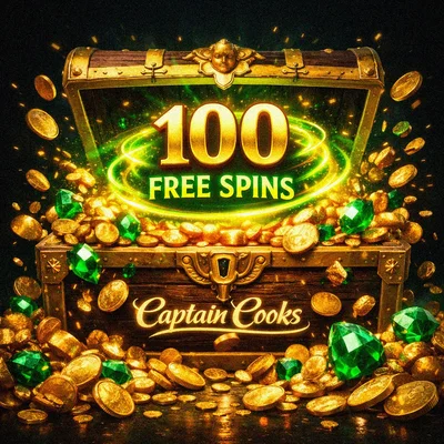 Treasure chest bursting with casino bonus spins
